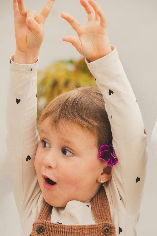 Heart Baby Earrings with Diamonds