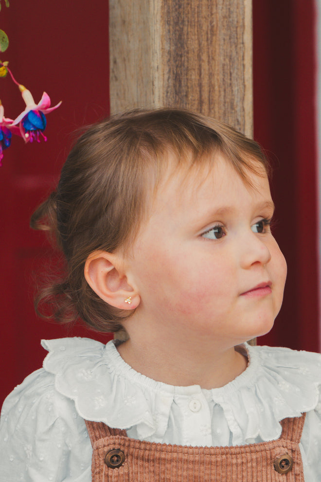 Flower Baby Earrings with Zircons