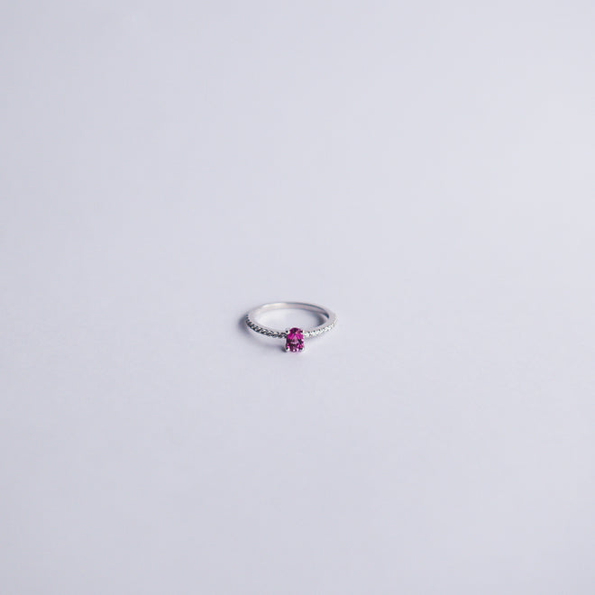 Pink topaz ring with diamonds