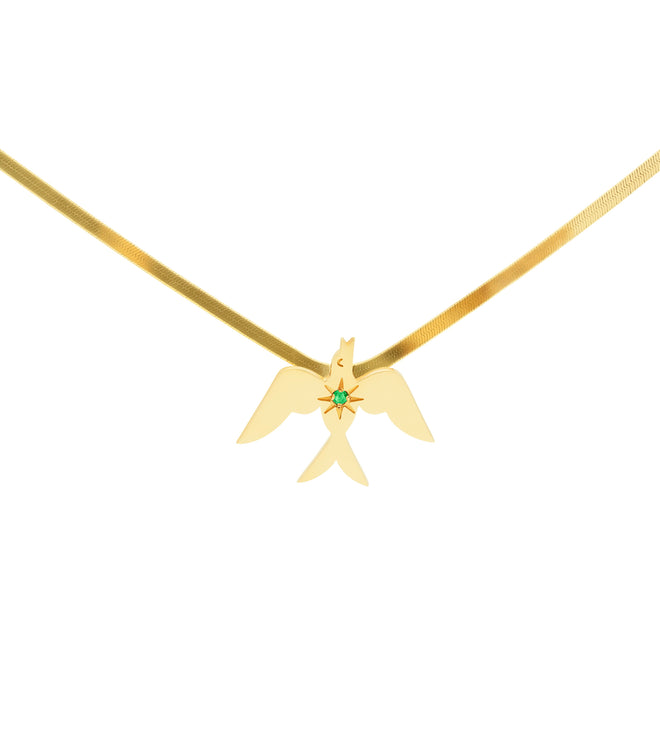Phoenix emerald mirror necklace
